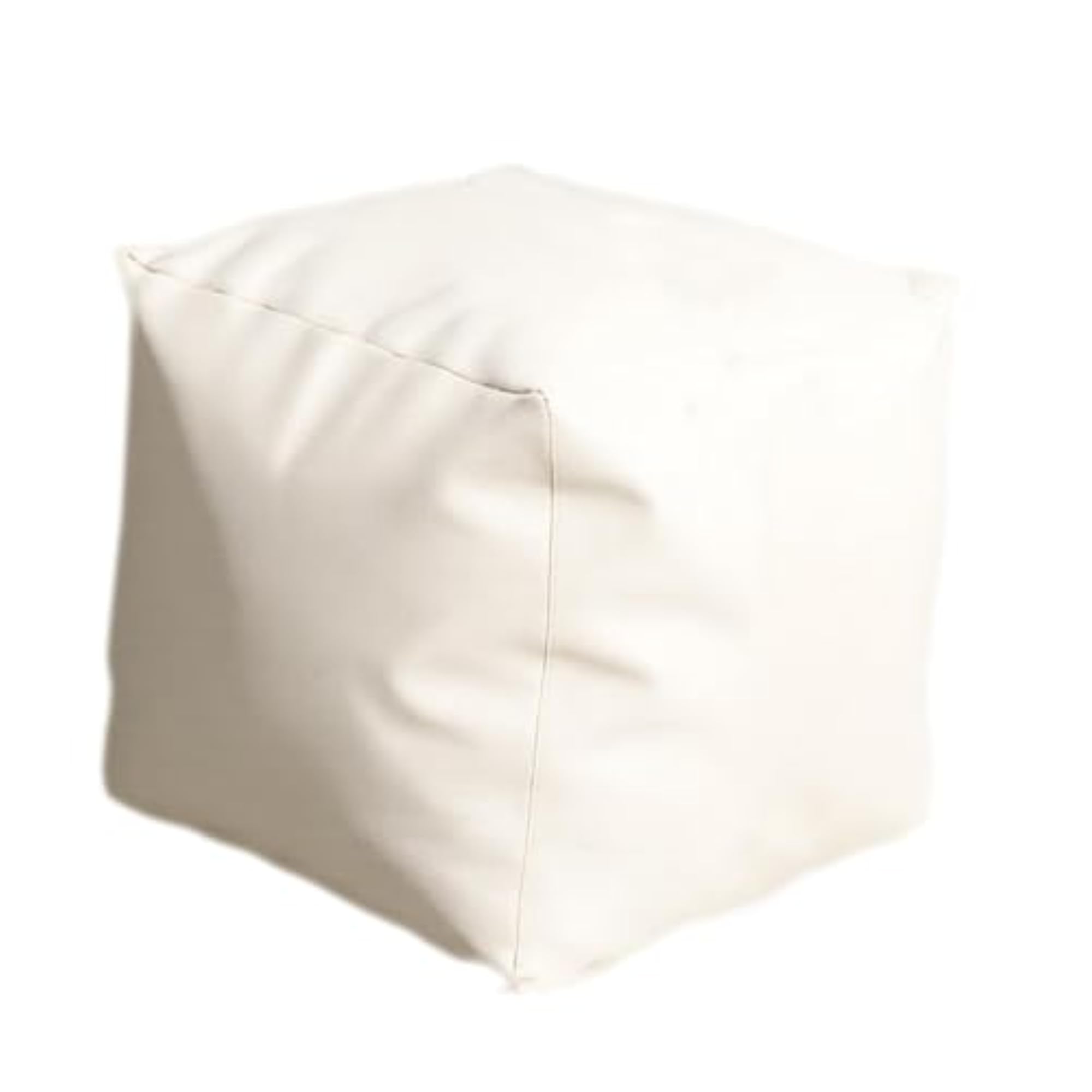 Unfilled Square Pouf Cover for Indoor Home Use, White